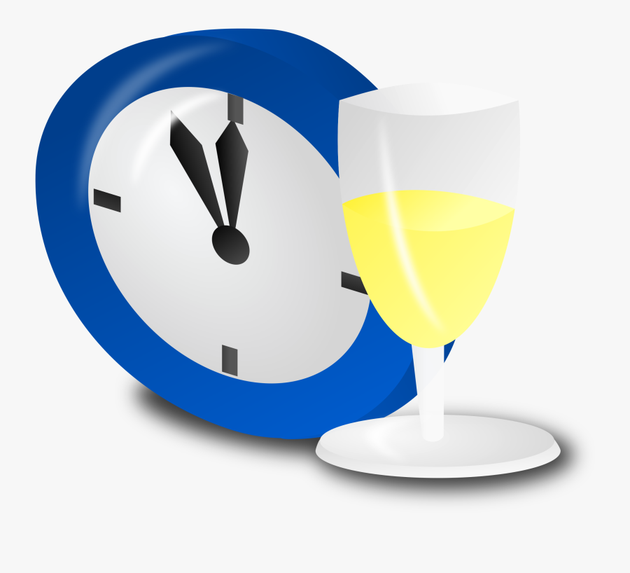 Clock And Champagne - New Year's Day Icon, Transparent Clipart