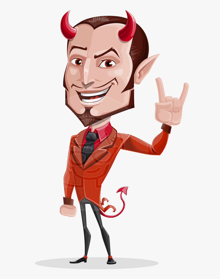 Devil With Horns Cartoon Vector Character Aka Stanley - Cartoon, Transparent Clipart