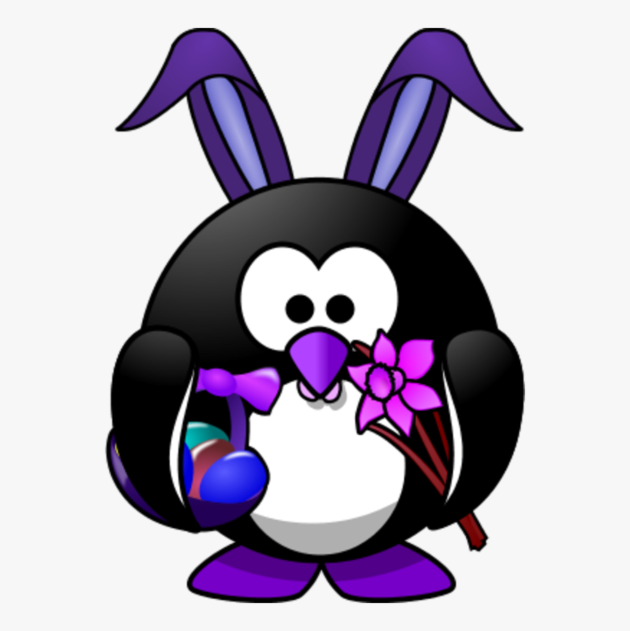 Vector Clip Art - Penguin With Bunny Ears, Transparent Clipart