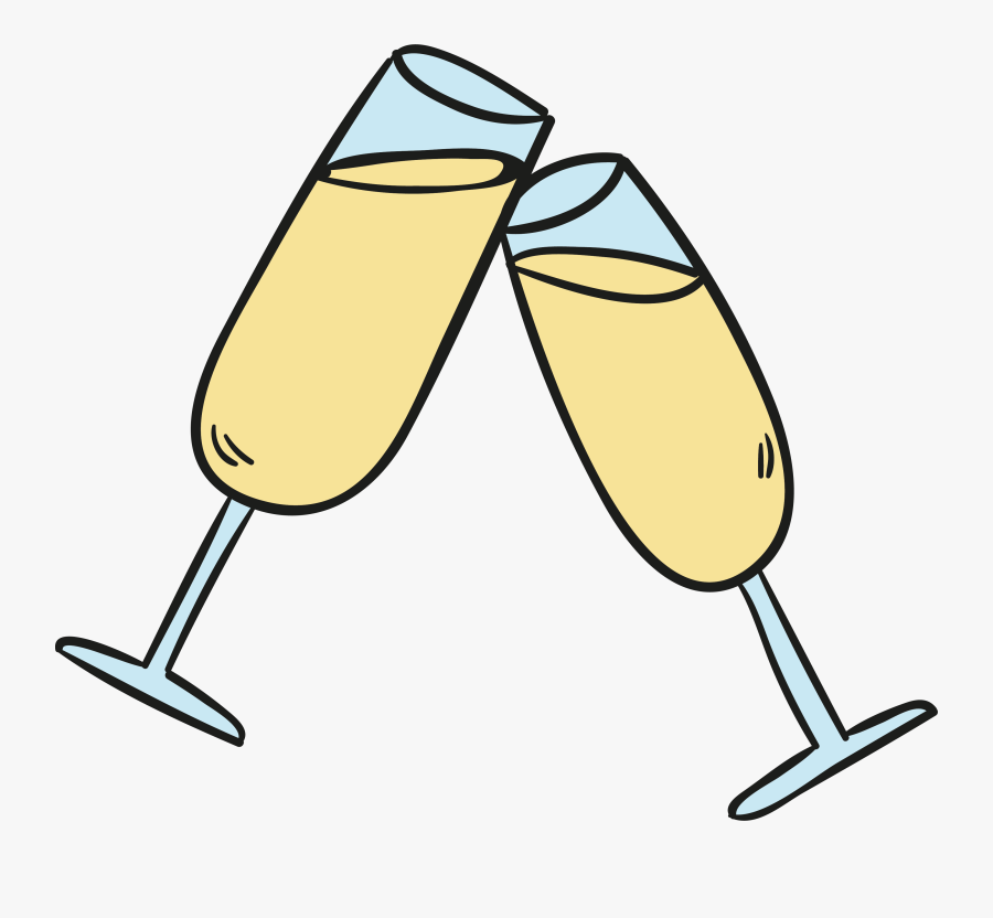 Png Black And White Champagne Drawing Cartoon - Cartoon Champagne Glasses Png, Transparent Clipart