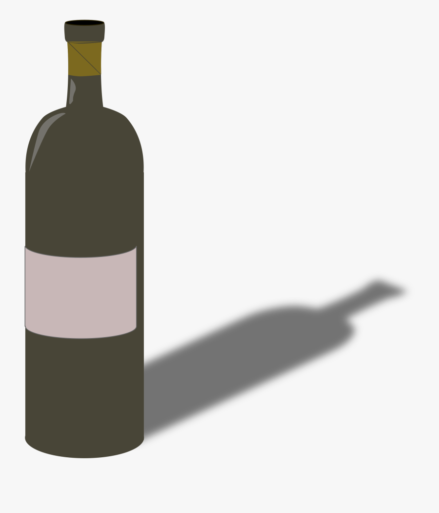 Wine Bottle And Glass Png - Wine Bottle With Shadow .png, Transparent Clipart