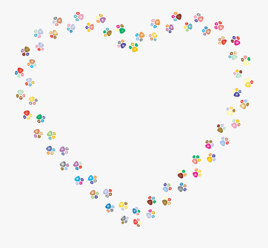 Petal,heart,love - Colorful Paw Print Heart, Transparent Clipart