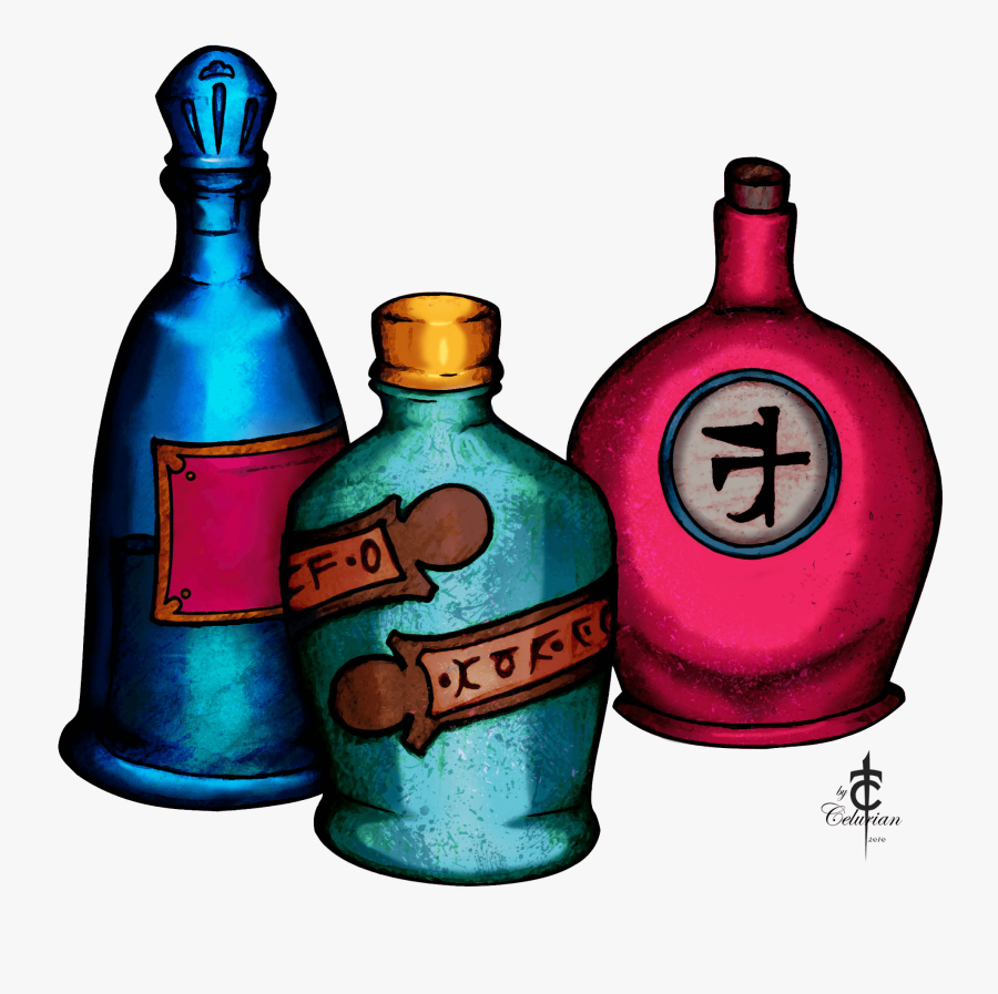 Clipart Wine Bottle And Glass - Potion Bottles Clip Art, Transparent Clipart