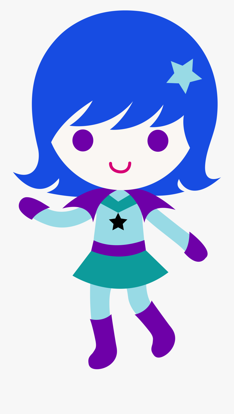 Galaxy Clipart Teacher - Girl With Blue Hair Cartoon, Transparent Clipart