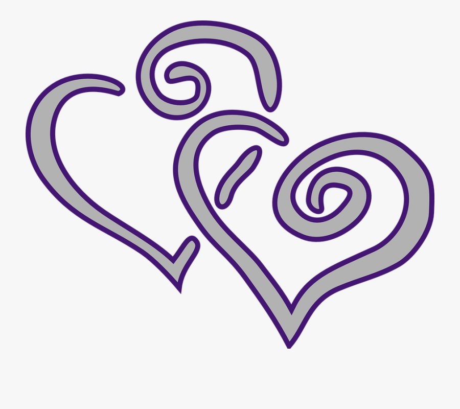 Collection Of Line Heart Cliparts - Purple And Silver Hearts, Transparent Clipart