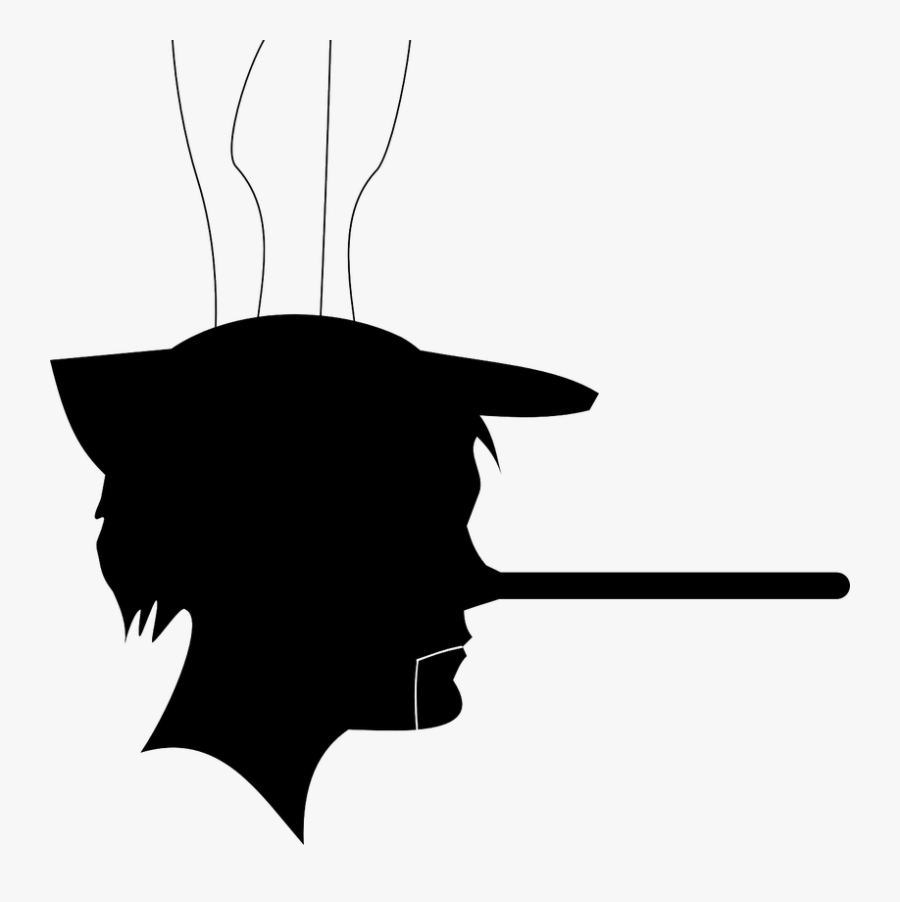 Nose, Long, Pinocchio, Profile, Puppet, Silhouette - Pinocchio Vector, Transparent Clipart