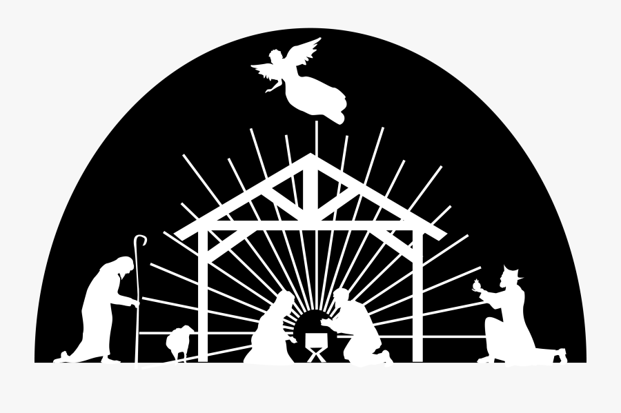 Nativity Scene White Silhouette, Transparent Clipart