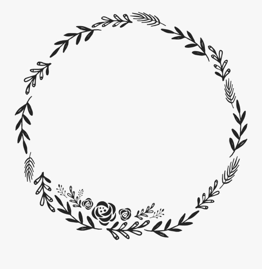 Border Frame Wreath Circle Round Fleaves Floralwreath - Floral Wreath Clipart Black And White, Transparent Clipart