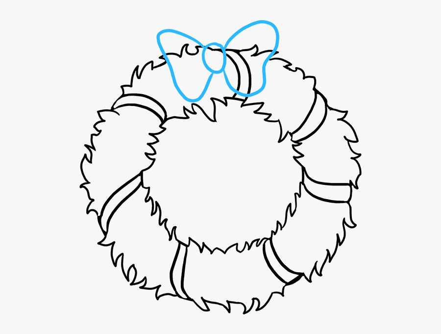 How To Draw Christmas Wreath - Christmas Wreath Drawing Png, Transparent Clipart