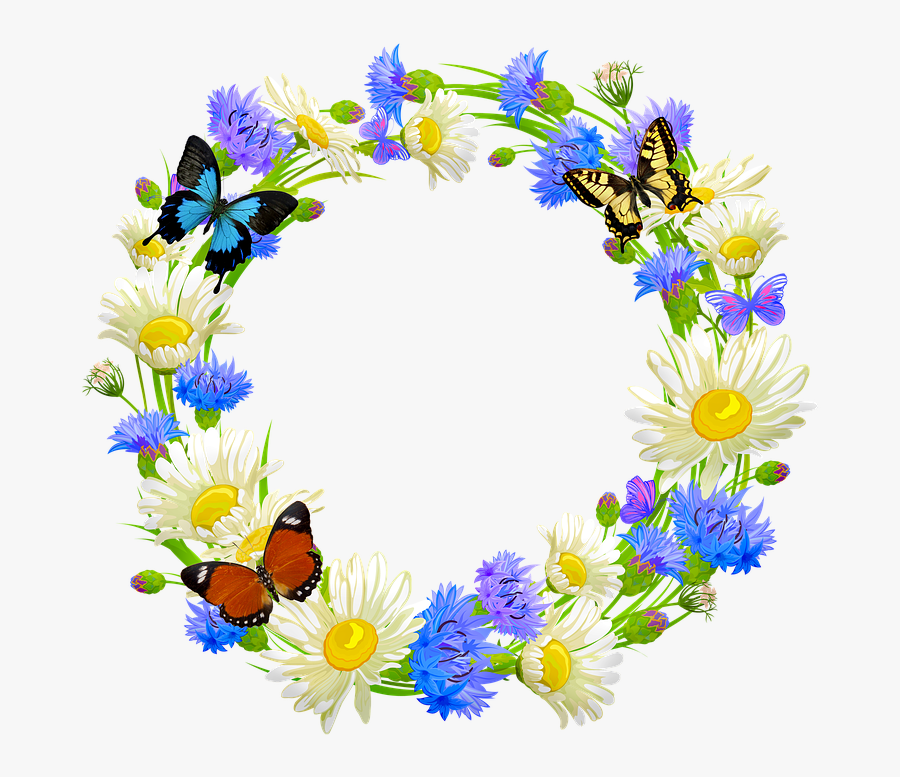 Flower Wreath, Butterflies, Daisy, Easter, Flower - Flores Y Mariposas Imagenes, Transparent Clipart