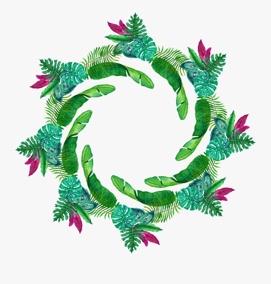 Hand Painted Green Flower Wreath Png Transparent - Illustration, Transparent Clipart