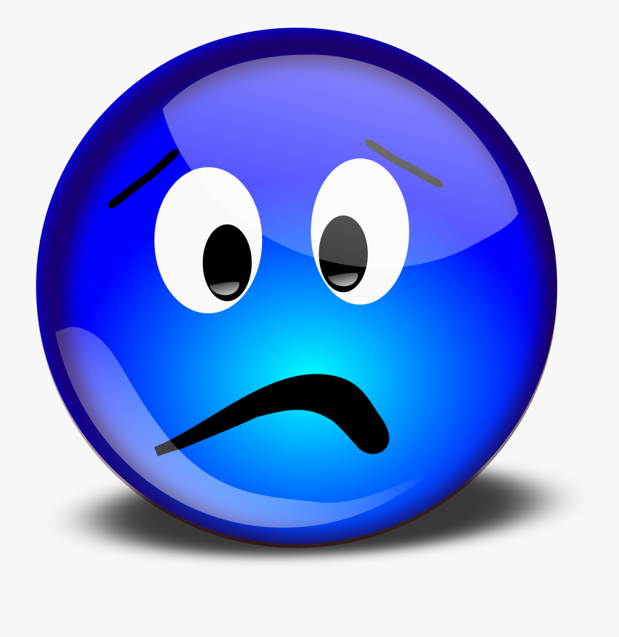 Smiley Face Thumbs Down Clipart - Sad Blue Emoji Face, Transparent Clipart