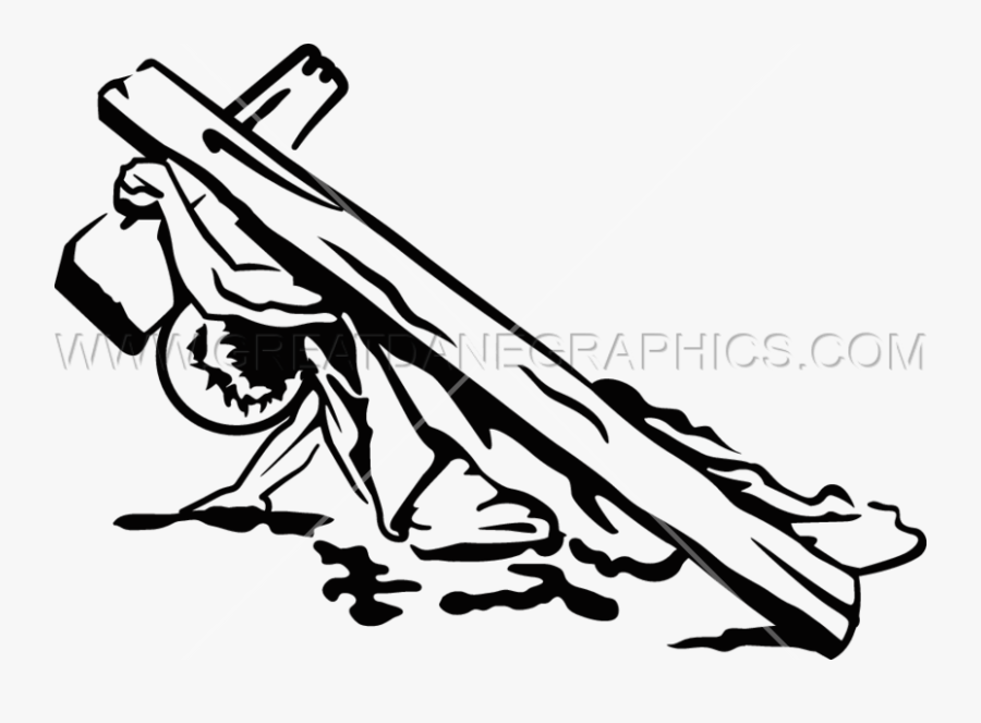 Jesus Carrying The Cross - Jesus Carries His Cross Drawing, Transparent Clipart