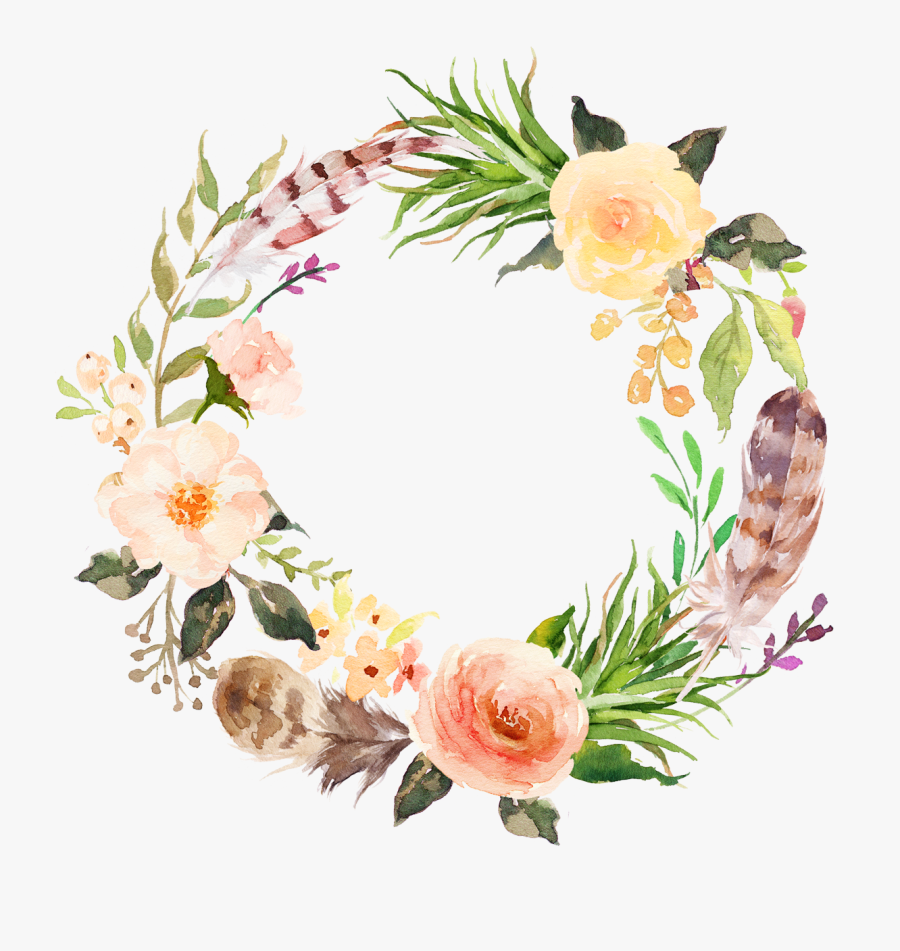 Transparent Watercolor Wreath Png - Watercolor Transparent Background Floral Wreath Png, Transparent Clipart