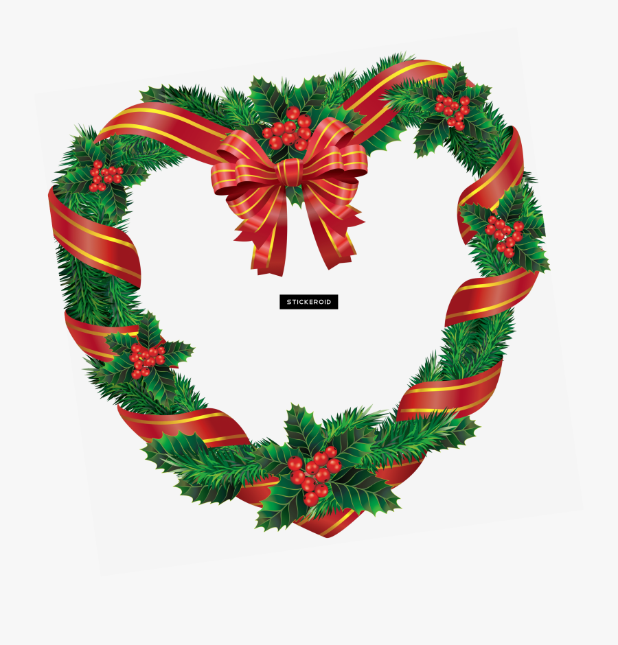 Heart Christmas Wreath - Wreath Christmas Clipart, Transparent Clipart