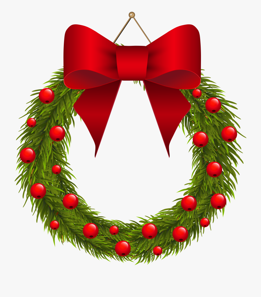 Wreath Clipart Bow - Christmas Wreath With Bow Clipart, Transparent Clipart