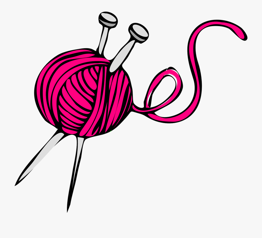 Pink Knit Yarn Needles Wool Transparent Image - Yarn Cartoon, Transparent Clipart