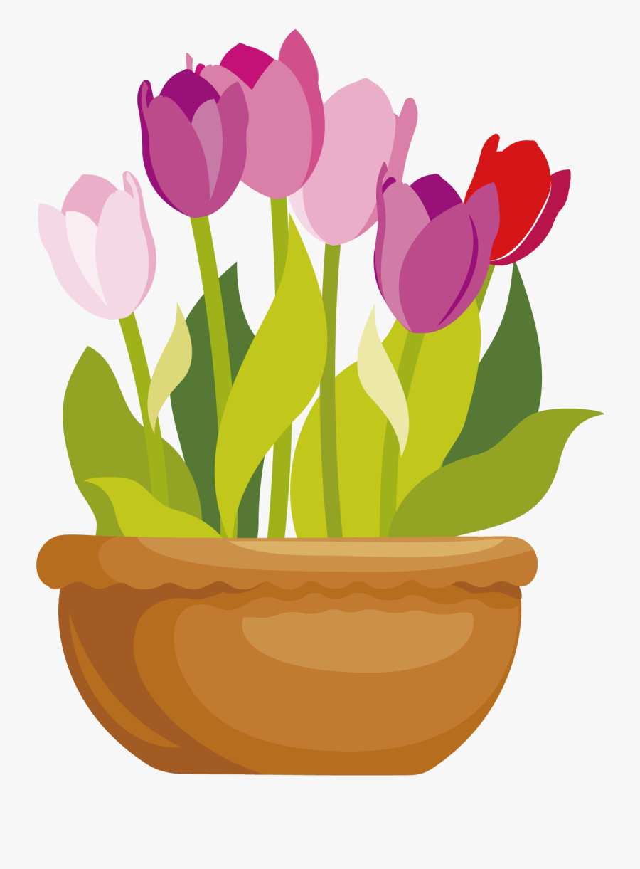 Flowerpots Clipart Pink - Vector Flower Pot Png, Transparent Clipart