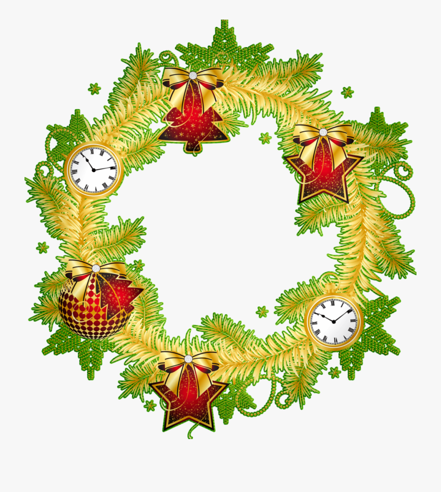 Transparent Christmas Wreath Clip Art - Gold Christmas Wreath Clip Art, Transparent Clipart