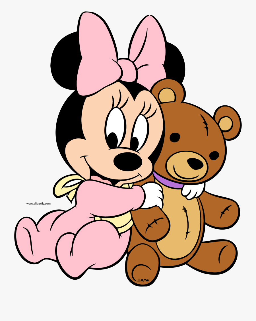 Baby Minnie Bear Toy Clipart Png - Baby Minnie Mouse With Bear, Transparent Clipart