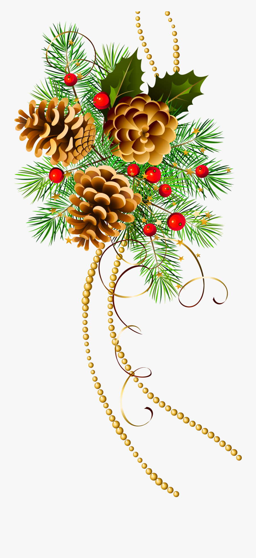 Three Christmas Cones With - Christmas Pine Cone Clipart, Transparent Clipart