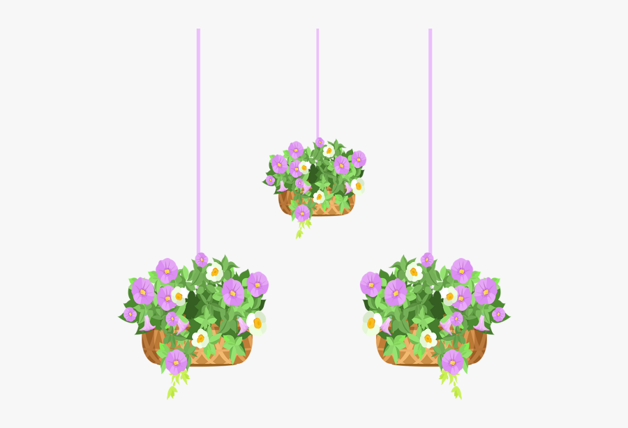 Clip Art Hanging Flower Basket Images - Hanging Flower Pot Vector, Transparent Clipart