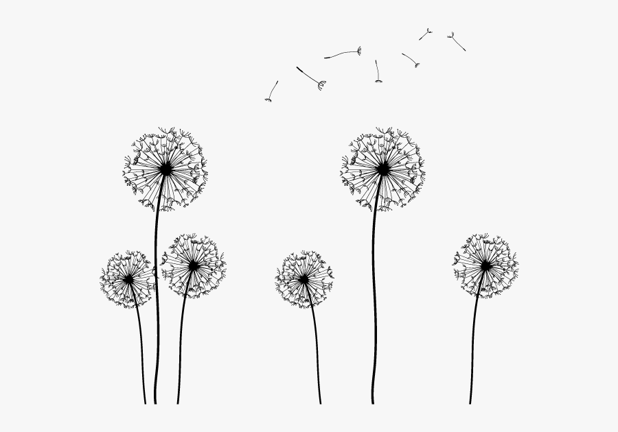 Seed Clip Art - Clip Art Dandelion Flower Silhouette, Transparent Clipart