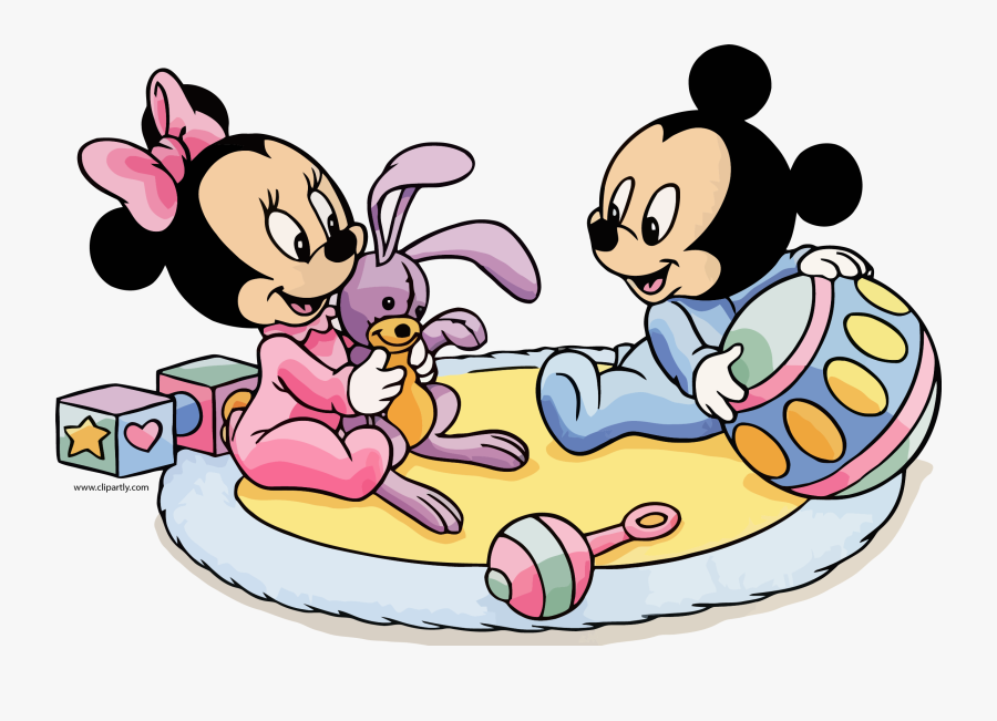 Baby Mickey Baby Minnie Ball Bunny Toy Clipart Png - Colouring Pages Of Mickey Mouse And Minnie, Transparent Clipart