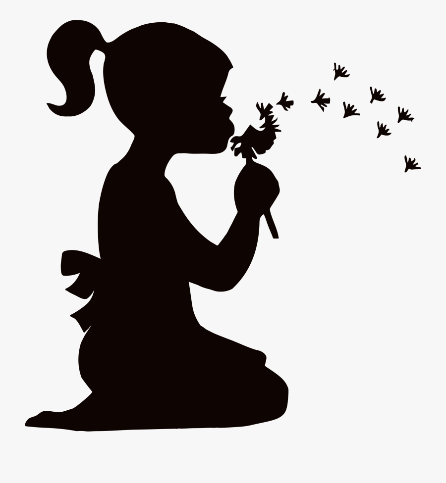 Little Girl Silhouette, Transparent Clipart