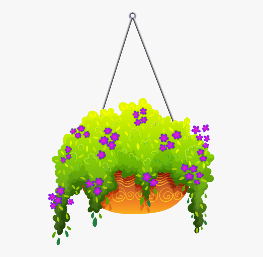 Pot Plant Clipart Flower Basket - Flower Hanging Clip Art, Transparent Clipart