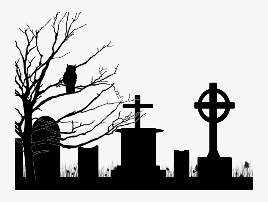 Headstone Clipart Grave Yard - Cemetery Clipart Black And White, Transparent Clipart