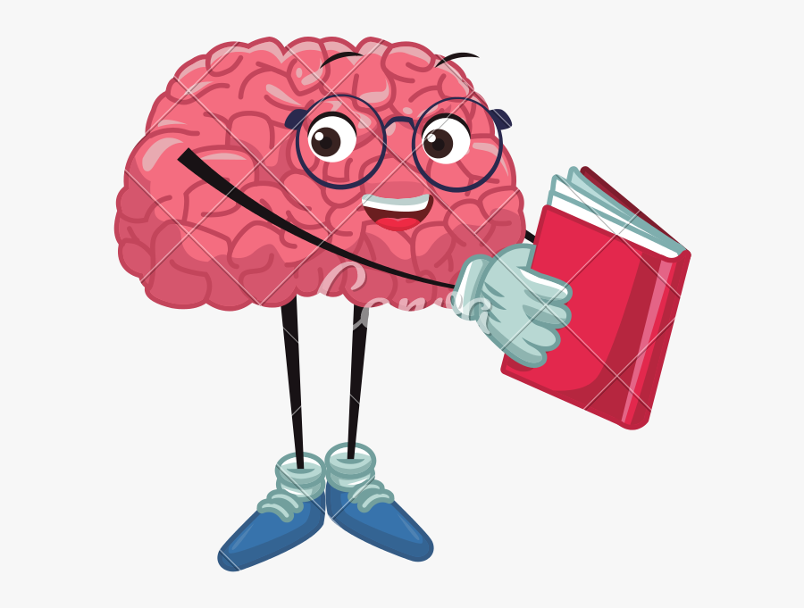 Cute Brain Reading Cartoon Vector - Cartoon Png Vector Brain, Transparent Clipart