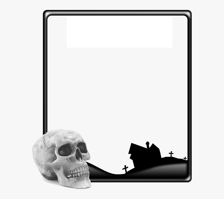 Skull, Frame, Halloween, Scary, Graveyard, Grave - Graveyard Frame, Transparent Clipart