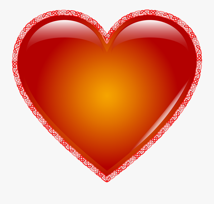 Hearts Clipart Biology - Orange And Red Heart, Transparent Clipart