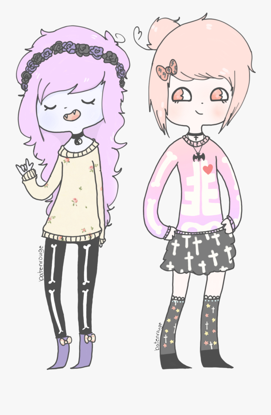 Kawaii Drawings Of 2 Best Friends - 2 Best Friends Kawaii, Transparent Clipart