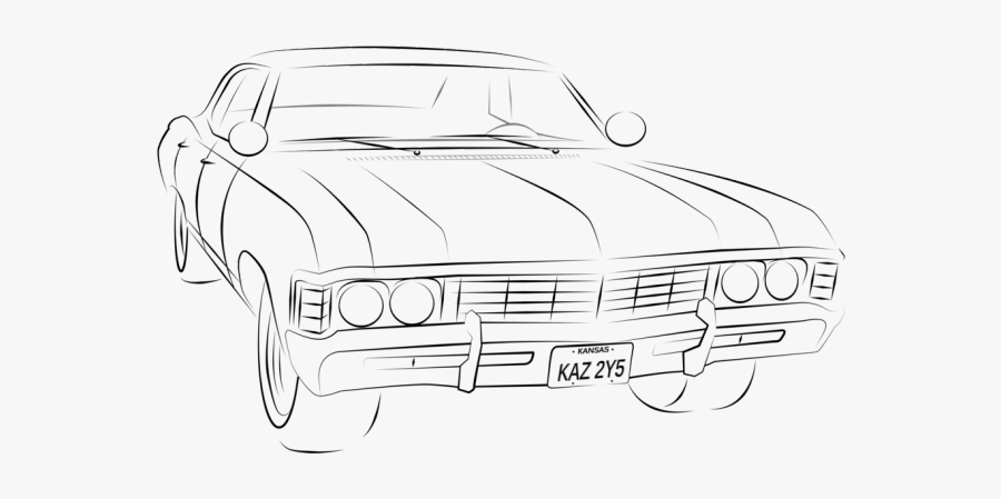 67 Chevy Impala Outline, Transparent Clipart