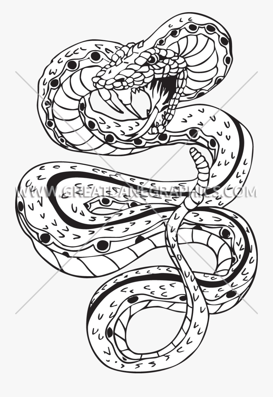 Snake Tattoo Clipart Transparent - Snake Drawing Black And White Transparent, Transparent Clipart