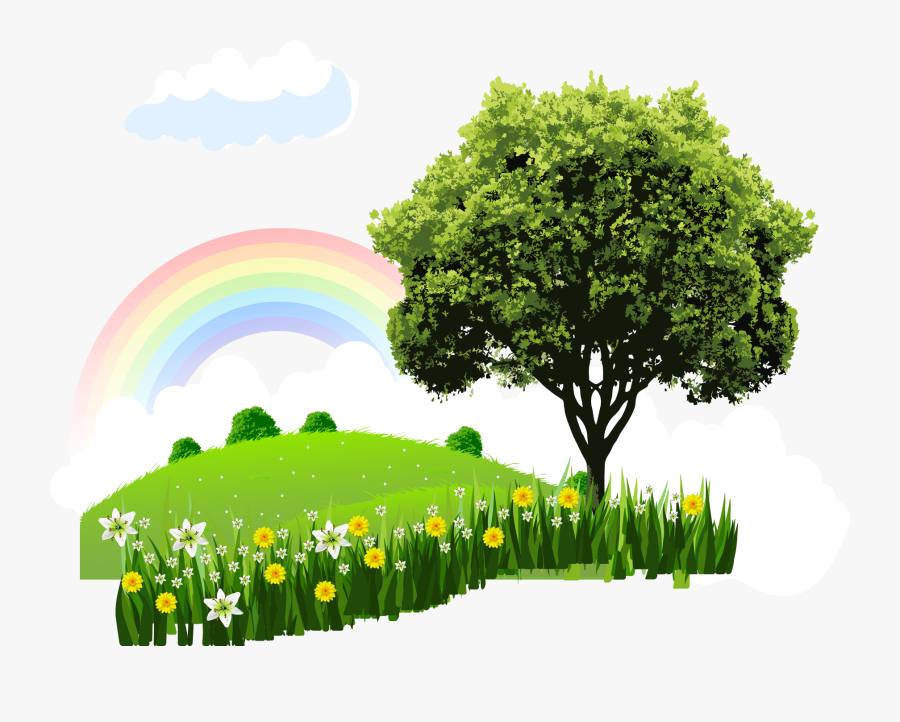 Natural Landscape Cartoon Nature - Tree With Roots Png Transparent, Transparent Clipart