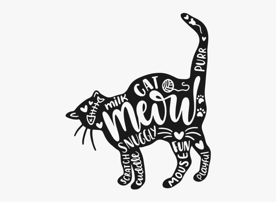 Cat And Words - Cat Silhouette Svg Free, Transparent Clipart