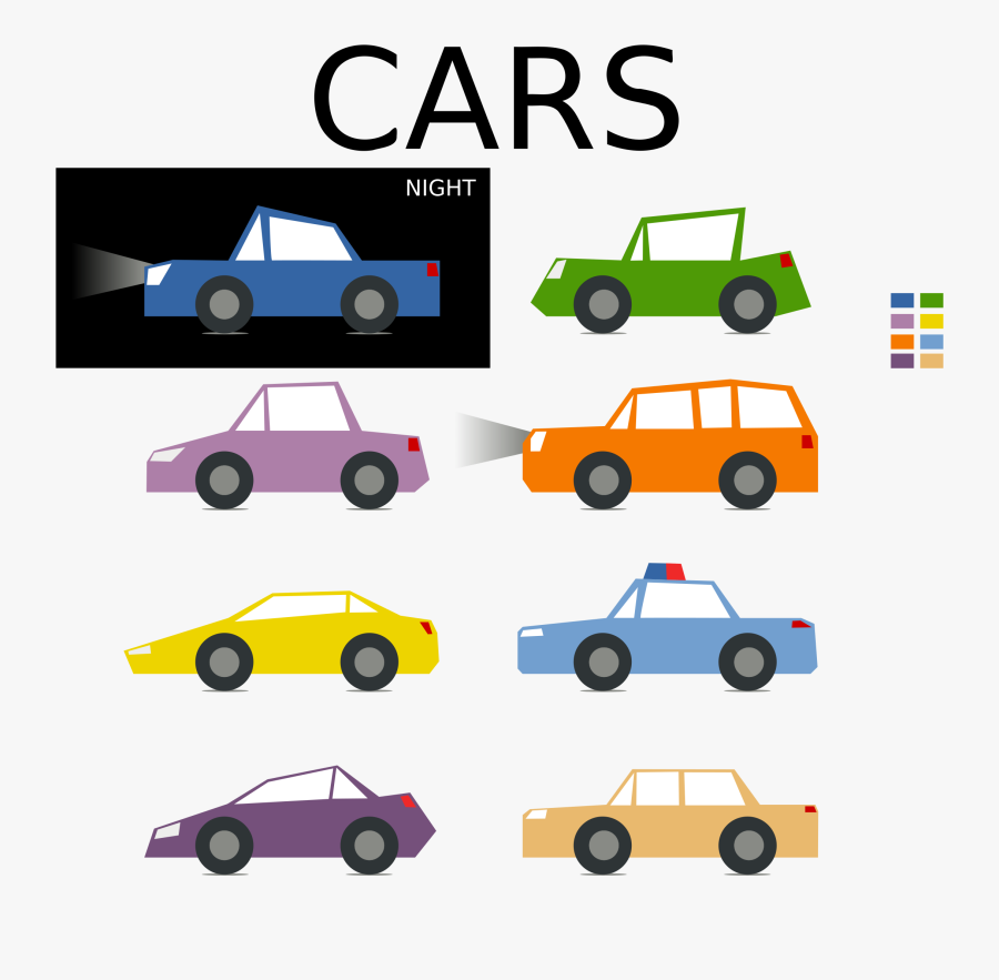 Minimal Colored Car Collection For Games Clip Arts - Mobil Kartun, Transparent Clipart