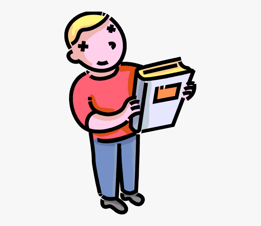 Boy With Schoolbook Vector, Transparent Clipart