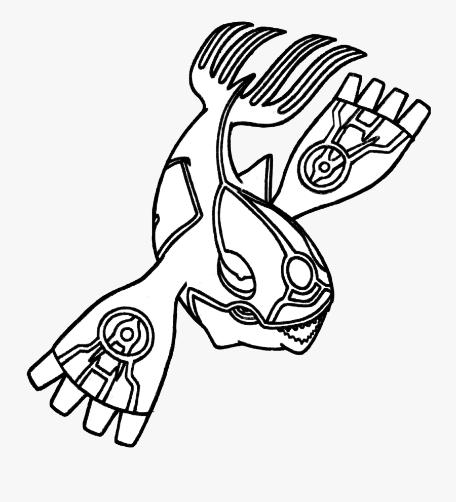 Kyogre Coloring Pages, Pokemon Rayquaza Coloring Pages - Line Art, Transparent Clipart