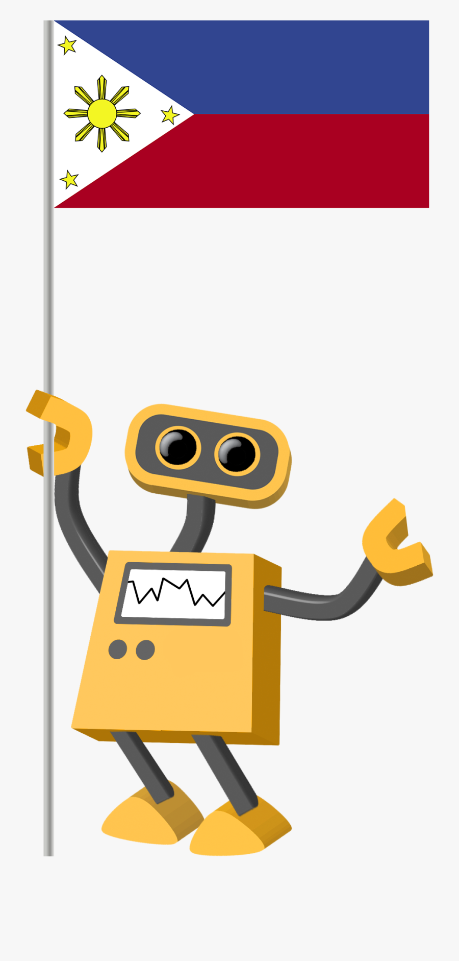 Flag Bot, Philippines - Robot With Stop Sign, Transparent Clipart