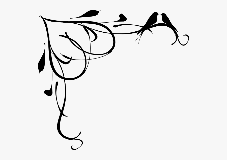 How To Set Use Black Birds On A Branch 2 Svg Vector - Fancy Clip Art Borders, Transparent Clipart