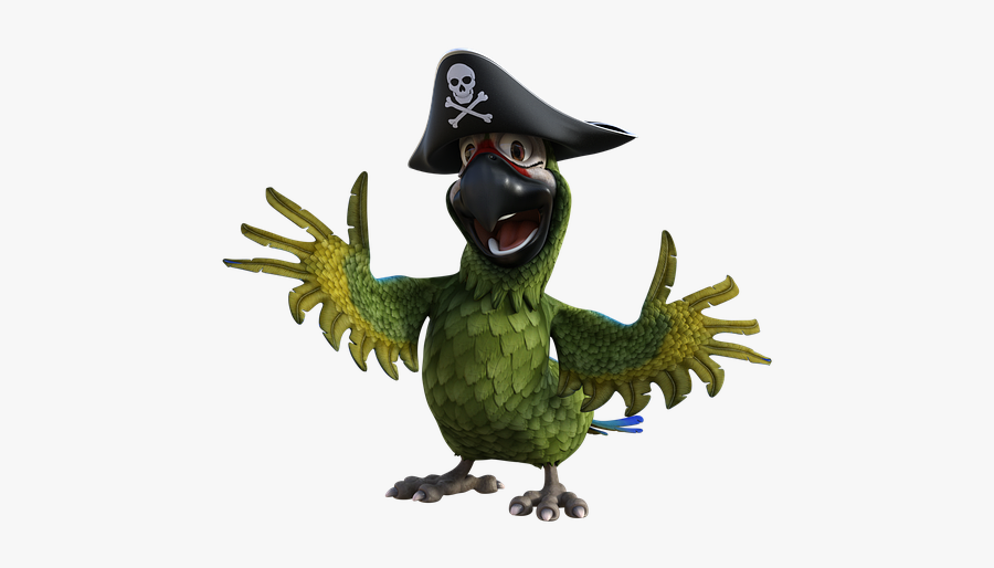 Parrot, Pirate, Hat, Pegleg, Bird, Captain, Adventure - Talk Like A Pirate Day, Transparent Clipart