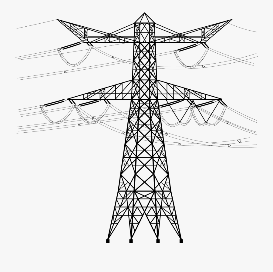 Transmission Drawing Tower - Electric Tower Vector Png, Transparent Clipart