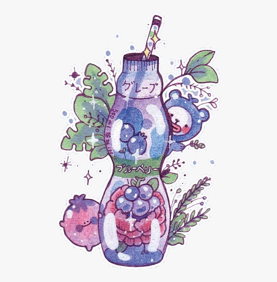 #blueberry #drink #art #drawing #draw #girl - Illustration, Transparent Clipart