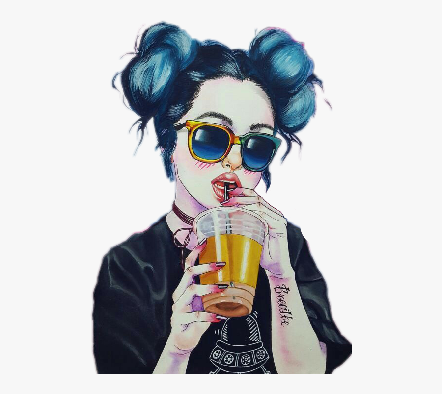 Clip Art Tumblrgirl Hipster Cool Girl - Girl Art, Transparent Clipart