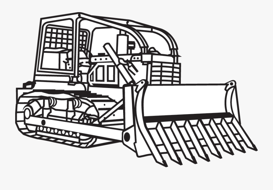 Bulldozer8 - Line Art, Transparent Clipart
