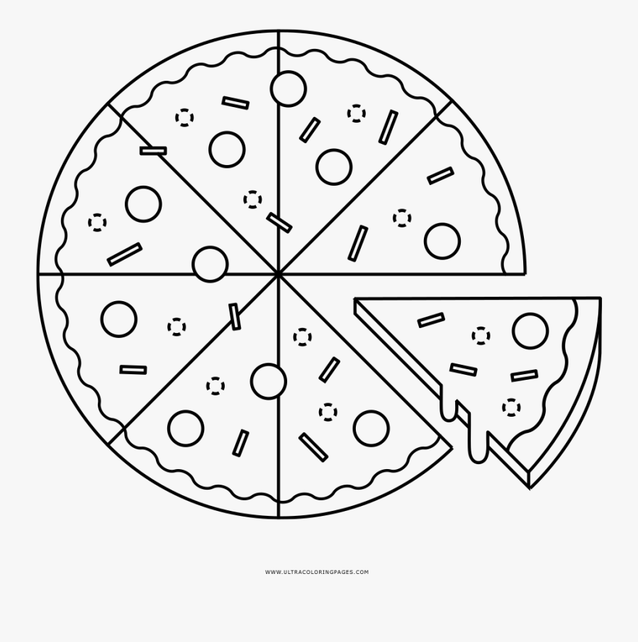 Black And White Pizza Lineart - Desenho De Pizza Preto E Branco Png, Transparent Clipart